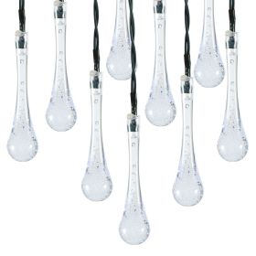 Outdoor Solar String Lights 21 Feet 30 LEDs Water Drop Solar Powered Lights Waterproof Solar Fairy Lights Decorative Solar Powered Lights for Home Pat