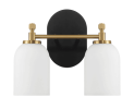 Vortex Two Lights Vanity in Traditional Style for Over Bathroom Mirror Wall Sconce 12.25"W √ó 10.125"H √ó 5.5"E With White Frosted Glass