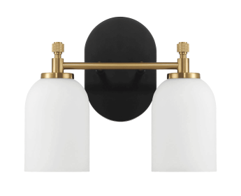 Vortex Two Lights Vanity in Traditional Style for Over Bathroom Mirror Wall Sconce 12.25"W √ó 10.125"H √ó 5.5"E With White Frosted Glass