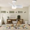 YUHAO 28 in. Integrated LED Kid's Room Matte White Ceiling Fans with Light Kit and Remote Control