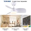 YUHAO 28 in. Integrated LED Kid's Room Matte White Ceiling Fans with Light Kit and Remote Control