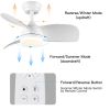 YUHAO 28 in. Integrated LED Kid's Room Matte White Ceiling Fans with Light Kit and Remote Control
