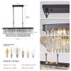 Chandeliers,Rectangular Crystal Chandelier Adjustable,E12 Modern Industrial Crystal Lights