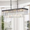 Chandeliers,Rectangular Crystal Chandelier Adjustable,E12 Modern Industrial Crystal Lights