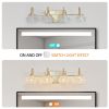 Modern Crystal Bathroom Vanity Light, 4-Light Golden Wall Sconce with Clear Glass Shade, Elegant Wall Mount Lighting for Bathroom, Powder Room