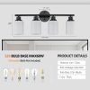 Modern 4-Light Vanity Bathroom Mirror Light, Frosted White Glass with Black Iron Frame, Contemporary Wall Sconce for Bedroom, Bathroom