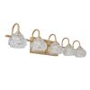 Modern Crystal Bathroom Vanity Light, 5-Light Golden Wall Sconce with Clear Glass Shade, Elegant Wall Mount Lighting for Bathroom, Powder Room