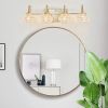 Modern Crystal Bathroom Vanity Light, 4-Light Golden Wall Sconce with Clear Glass Shade, Elegant Wall Mount Lighting for Bathroom, Powder Room