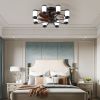 Ceiling Fan 21.7" with Dimmable Light DC Motor and 6 Speeds Reversible with Remote Control Flush Mount Low Profile Indoor with 5 Blade for Living Room