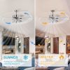 52 Inch Crystal Chandelier Fan Dual Finish Reversible Blades, Fandelier for Living Room, Dining Room, Bedroom, Family Room, Chrome