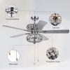 52 Inch Crystal Chandelier Fan Dual Finish Reversible Blades,Dual Shade Fandelier for Living Room, Dining Room, Bedroom, Family Room