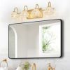 Modern Crystal Bathroom Vanity Light, 4-Light Golden Wall Sconce with Clear Glass Shade, Elegant Wall Mount Lighting for Bathroom, Powder Room