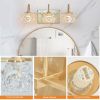 Modern Crystal Bathroom Vanity Light, 3-Light Golden Wall Sconce with Clear Glass Shade, Elegant Wall Mount Lighting for Bathroom, Powder Room