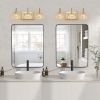 Modern Crystal Bathroom Vanity Light, 3-Light Golden Wall Sconce with Clear Glass Shade, Elegant Wall Mount Lighting for Bathroom, Powder Room