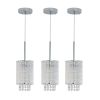 Modern Crystal Pendant Light 3-Pack Adjustable Chrome Hanging Ceiling Fixture with Clear Beads, Elegant Design for Kitchen Island, Dining Room
