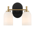 Vortex Two Lights Vanity in Traditional Style for Over Bathroom Mirror Wall Sconce 12.25"W √ó 10.125"H √ó 5.5"E With White Frosted Glass