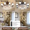 Ceiling Fan 21.7" with Dimmable Light DC Motor and 6 Speeds Reversible with Remote Control Flush Mount Low Profile Indoor with 5 Blade for Living Room