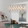 Silver Elegant Oval Crystal Chandelier, Modern Ceiling Light Fixture with Reflective Hanging Crystals for Dining Room, Living Room
