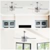52'' Crystal Shade Ceiling Fan Lamp With Remote Control 3 Speed (High, Mid, Low) , 5 Reversible Blades for Living Room, Dining Room, Bedroom