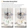 52'' Crystal Shade Ceiling Fan Lamp With Remote Control 3 Speed (High, Mid, Low) , 5 Reversible Blades for Living Room, Dining Room, Bedroom