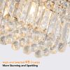 Modern Crystal Chandelier for Dining Room 8-Light White Rectangle Raindrop Chandelier Contemporary Rectangular Pendant Light Fixture for Kitchen Islan