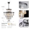 Black Luxury Crystal Chandelier Modern Chandeliers Lights Fixture Hanging Pendant Light Fixture for Dining Room Bedroom Living Room Dia 23.6 Inch-Blac