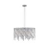 Luxurious Round Silver Crystal Chandelier, Contemporary Rectangular Pendant Light for Dining Room, Living Room, and Grand Foyers (Bulbs Not Included)