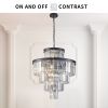 Black Luxury Crystal Chandelier Modern Chandeliers Lights Fixture Hanging Pendant Light Fixture for Dining Room Bedroom Living Room Dia 23.6 Inch-Blac