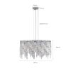 Luxurious Round Silver Crystal Chandelier, Contemporary Rectangular Pendant Light for Dining Room, Living Room, and Grand Foyers (Bulbs Not Included)