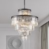 Black Luxury Crystal Chandelier Modern Chandeliers Lights Fixture Hanging Pendant Light Fixture for Dining Room Bedroom Living Room Dia 23.6 Inch-Blac