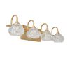 Modern Crystal Bathroom Vanity Light, 4-Light Golden Wall Sconce with Clear Glass Shade, Elegant Wall Mount Lighting for Bathroom, Powder Room