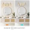 Modern Crystal Bathroom Vanity Light, 3-Light Golden Wall Sconce with Clear Glass Shade, Elegant Wall Mount Lighting for Bathroom, Powder Room