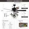 52 Inch Crystal Chandelier Fan with Lights and Remote Control, Modern Ceiling Fan with Dual Finish Reversible Blades, Fandelier for Living Room