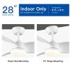 YUHAO 28 in. Integrated LED Kid's Room Matte White Ceiling Fans with Light Kit and Remote Control