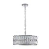 Modern Crystal Drum Chandelier, 6-Light Pendant Lighting Fixture with Silver Metal Frame for Living Room, Dining Room