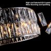 Modern Crystal Drum Chandelier, 6-Light Pendant Lighting Fixture with Silver Metal Frame for Living Room, Dining Room