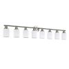 Modern 8-Light Vanity Wall Sconce, Brushed Nickel Finish with Frosted Glass Shades for Bathroom or Hallway Lighting (No Bulbs)