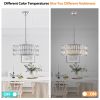 Modern Crystal Drum Chandelier, 6-Light Pendant Lighting Fixture with Silver Metal Frame for Living Room, Dining Room