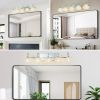 Brushed Nickel Finish Vintage Crystal Vanity Light - Elegant 5-Light Bathroom Mirror Fixture with Clear Glass Shades (No Bulbs)