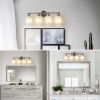 Modern 4-Light Vanity Wall Sconce, Brushed Nickel Finish with Frosted Glass Shades for Bathroom or Hallway Lighting (No Bulbs)