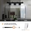 Modern 4-Light Matte Black LED Vanity Light Fixture with Crystal Glass Shades, Bathroom Wall Sconce for Elegant and Contemporary Home Decor