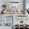 Modern 6-Light Matte Black LED Vanity Light Fixture with Crystal Glass Shades, Bathroom Wall Sconce for Elegant and Contemporary Home Decor