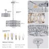 Modern Crystal Drum Chandelier, 6-Light Pendant Lighting Fixture with Silver Metal Frame for Living Room, Dining Room