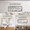 Modern 6-Light Vanity Wall Sconce, Brushed Nickel Finish with Frosted Glass Shades for Bathroom or Hallway Lighting (No Bulbs)