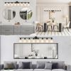 Modern 8-Light Vanity Bathroom Mirror Light, Frosted White Glass with Black Iron Frame, Contemporary Wall Sconce for Bedroom, Bathroom