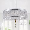 Modern Crystal Chandelier 18.9 Inches Aluminum+Iron Round Ceiling Light Flush Mount Ceiling Light Fixture for kitchen Island Dinning Bedrooms and Hall