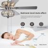 52 Inch Crystal Chandelier Fan Dual Finish Reversible Blades,Dual Shade Fandelier for Living Room, Dining Room, Bedroom, Family Room