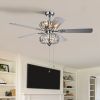 52 Inch Crystal Chandelier Fan Dual Finish Reversible Blades,Dual Shade Fandelier for Living Room, Dining Room, Bedroom, Family Room