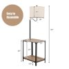 360¬∞ Rotatable Floor Lamp with End Table and USB Charging Ports