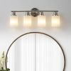 Modern 4-Light Vanity Wall Sconce, Brushed Nickel Finish with Frosted Glass Shades for Bathroom or Hallway Lighting (No Bulbs)